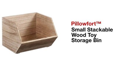 Large Stackable Wood Kids' Storage Bin Light Brown - Pillowfort™