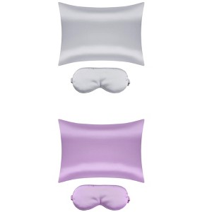 Unique Bargains Satin Hidden-Zippered Breathable Pillowcases with Sleep Mask 2 Pcs - 1 of 4