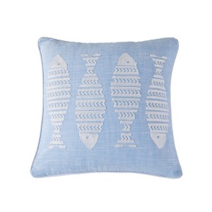 Blue Sea Fish Embroidered Decorative Pillow - Levtex Home - 1 of 4