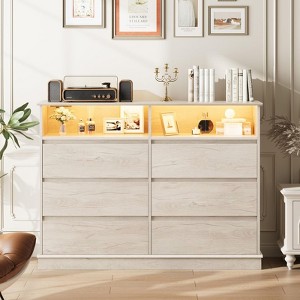 6/8 Drawer Dressers for Bedroom, Chest of Drawers with Deep Drawers, Large Double Dresser for Closet with Wide Top, Horizontal Wooden Dresser - 1 of 4