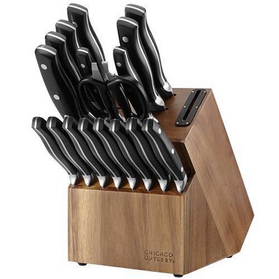 Chicago Cutlery 18pc Insignia Triple Rivet Stainless Steel Knife Block Set - Black