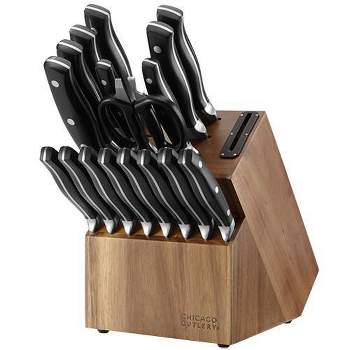 Chicago Cutlery Fusion 17 Piece Kitchen Knife Set with Wooden Storage  Block, Cushion-Grip Handles with Stainless Steel Blades that Resists  Stains