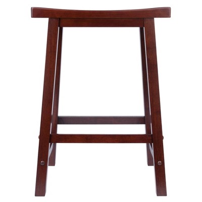 Antique Walnut 24" Backless Saddle Style Wood Stool