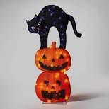 36.5" LED Tinsel Cat and Jack-O'-Lantern Halloween Novelty Silhouette Light - Hyde & EEK! Boutique™