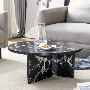 KIGFTSOD Versatile MDF Round Coffee Table for Various Interior Styles, Exhibiting Modern Minimalism and Nordic Charm - 1 of 4