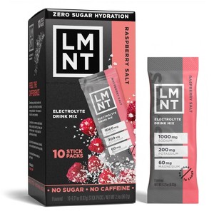 LMNT Zero-Sugar Electrolytes Sports Drink - Raspberry Salt - 2.1oz/10ct - 1 of 4