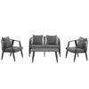 4-Piece Outdoor Iron Cnversation Sofa Set with Coffee Table and Cushions - 3 of 4