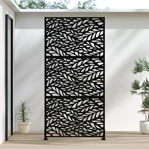 Wooakway 35" x 72" Black Metal Garden Trellis Privacy Screen Indoor Outdoor Room Divider Lattice Panel - 1 of 4
