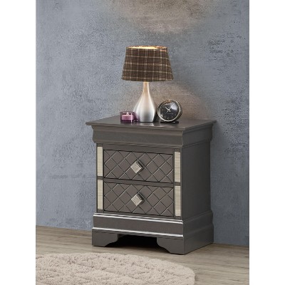 NicBex Nightstand with 2 Drawers Modern Bedside Table with Geometric Handles End Table for Bedroom, Living Room