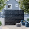 PexFix 72" x 47" Metal Privacy Screen Outdoor Freestanding Decorative Privacy Screen for Patio Deck Balcony Garden with Stable Base Triangular Black - 2 of 4