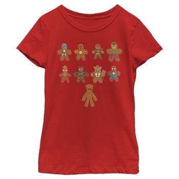 Girl's Marvel Christmas Gingerbread Cookie Avengers T-Shirt