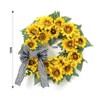 18 Inch Artificial Sunflower Wreath for Front Door, Spring Summer Wreath with Burlap Bow Sunflowers Eucalyptus Leaves for Indoor Outdoor Decor - 2 of 4
