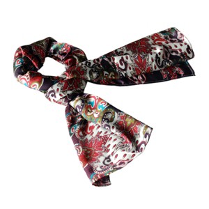 Slickblue Silk Burgundy Paisley Scarf – Lightweight, Soft & Stylish Wrap for Women, Perfect Fashion Accessory, 2 Size - 1 of 3