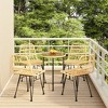 vidaXL Bistro Set Outdoor Patio Balcony Table and Chairs Rattan Look 5 Piece - Brown - 2 of 4