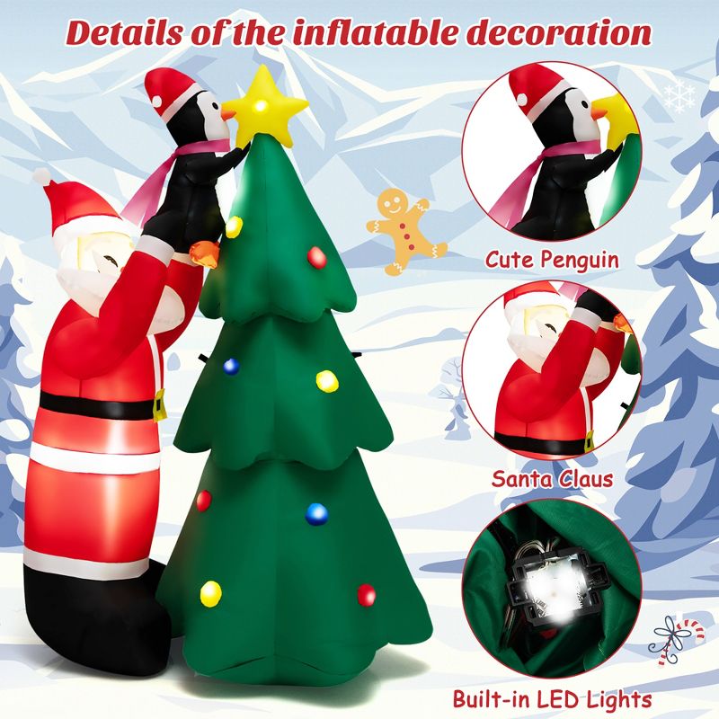 Costway 6 FT Inflatable Christmas Tree & Santa Claus w/ LEDs & Air Blower, 3 of 11