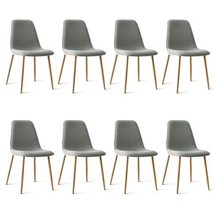 Modern Upholstered Dining Chairs Set of 8, Fabric Padded Kitchen Chairs with Wood-Grain Metal Legs for Dining Room or Kitchen - Panipeachy - 1 of 4