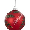 Northlight Poinsettia and Holly Glass Christmas Ball Ornament - 4" - Red - 3 of 4
