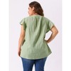 Agnes Orinda Women's Plus Size Cotton Flutter Sleeve Drawstring Flowy Summer Split V Neck Blouse - 4 of 4