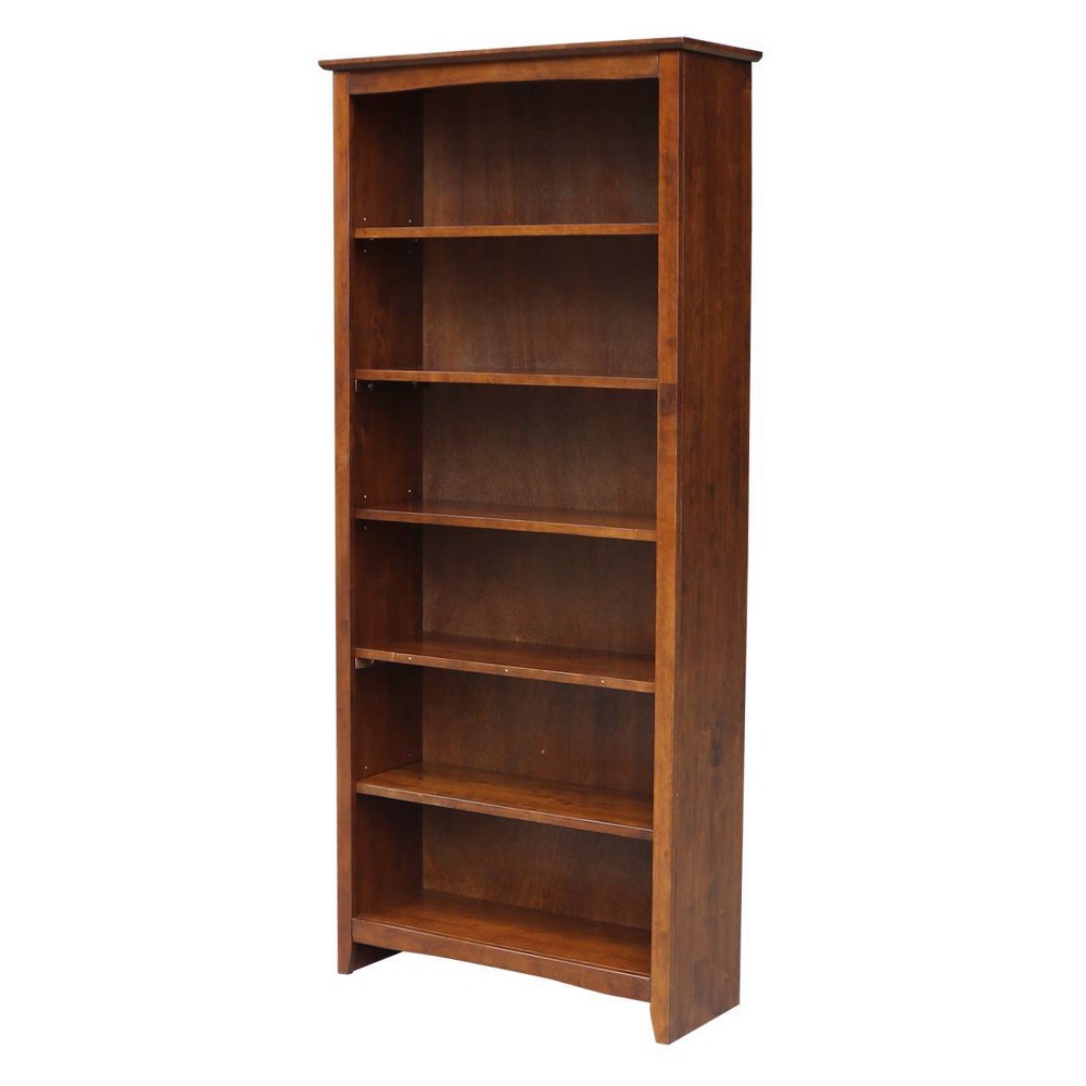 Photos - Garden & Outdoor Decoration 72" Shaker Bookshelf Espresso - International Concepts: Solid Parawood, 6 Fixed Shelves