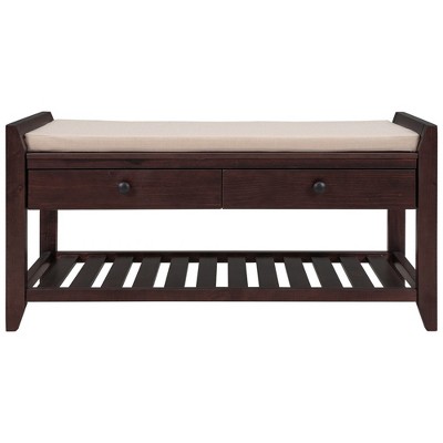 thumbnail image 2 of SONGMICS Shoe Rack Bench With Cushion Upholstered Padded Seat, Storage Shelf, Shoe Organizer, Holds Up To 350 Lb, Ideal For Entryway Bedroom Living Room Hallway Garage Mud Room Gray And Brown 2 of 13