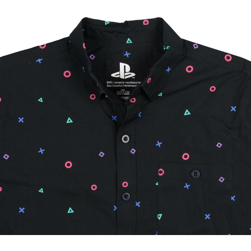 Sony PlayStation Mens' Controller Icon Allover Print Woven Button Up Shirt, 3 of 4