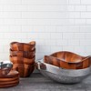Nambé Billow Salad Bowl with Servers – 12" x 6.5" Acacia Wood & Alloy Entertaining Set – Organic Modern Salad Bowl - 4 of 4