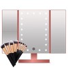 FASCINATE Lighted Makeup Mirror, 21 LED Lights, 3x/2x/1x Magnifying Trifold LED Vanity Mirror, Touch Control Dimmable Brightness,180°Rotation - 2 of 4