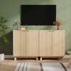 Fluted Sideboard Buffet Cabinet with Storage, Modern Storage Cabinet with 2 Doors and Adjustable Shelves Wood Color - 3 of 4