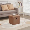 VECELO Folding Storage Ottoman Bench, End of Bed Linen Fabric Foot Rest Stool with Padded Seat, Large Footstool for Bedroom or Living Room - 2 of 4