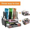 Simple Trending Desk File Organizer with Sliding Drawer, Metal Mesh Double Tray and 5 Upright Section Sorter and 2 Pen Holder, Black - 4 of 4
