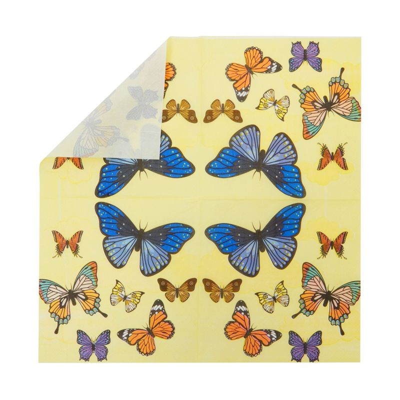 Blue Panda 144 Pc Butterfly Paper Plates, Napkins, Cups, Cutlery, Yellow, Serves 24, 4 of 9