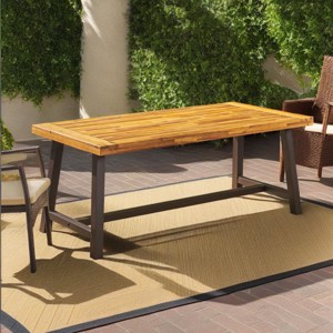 Coolbibila-Acacia Wood Dining Table,  Outdoor Table That Resistant To Weather And Water, Rectangular Dining Table With 71 Inch Long - 1 of 4