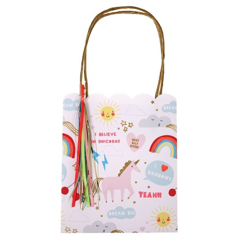 24 Pack Unicorn Party Favor Gift Bags with Handles, Pastel Rainbow Birthday  Decorations (5.5 x 8.6 x 3 in) 