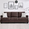 Modern 89 in 3-Seater Sofa for Living Room, Comfy Couches with Deep Seat,Chenille Couch with Cup Holders and Side Storage Pockets for Apartment Lounge - 3 of 4