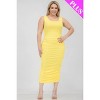 Slickblue Flattering Plus Size Bodycon Midi Dress with Square Neck and Ruched Detailing, Color and Size Options - 3 of 4