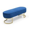 CAVINAS Oval Velvet Storage Ottoman Bench with Golden Metal Legs,Upholstered Storage Ottoman,Storage Benches for Living Room,Bedroom - 2 of 4