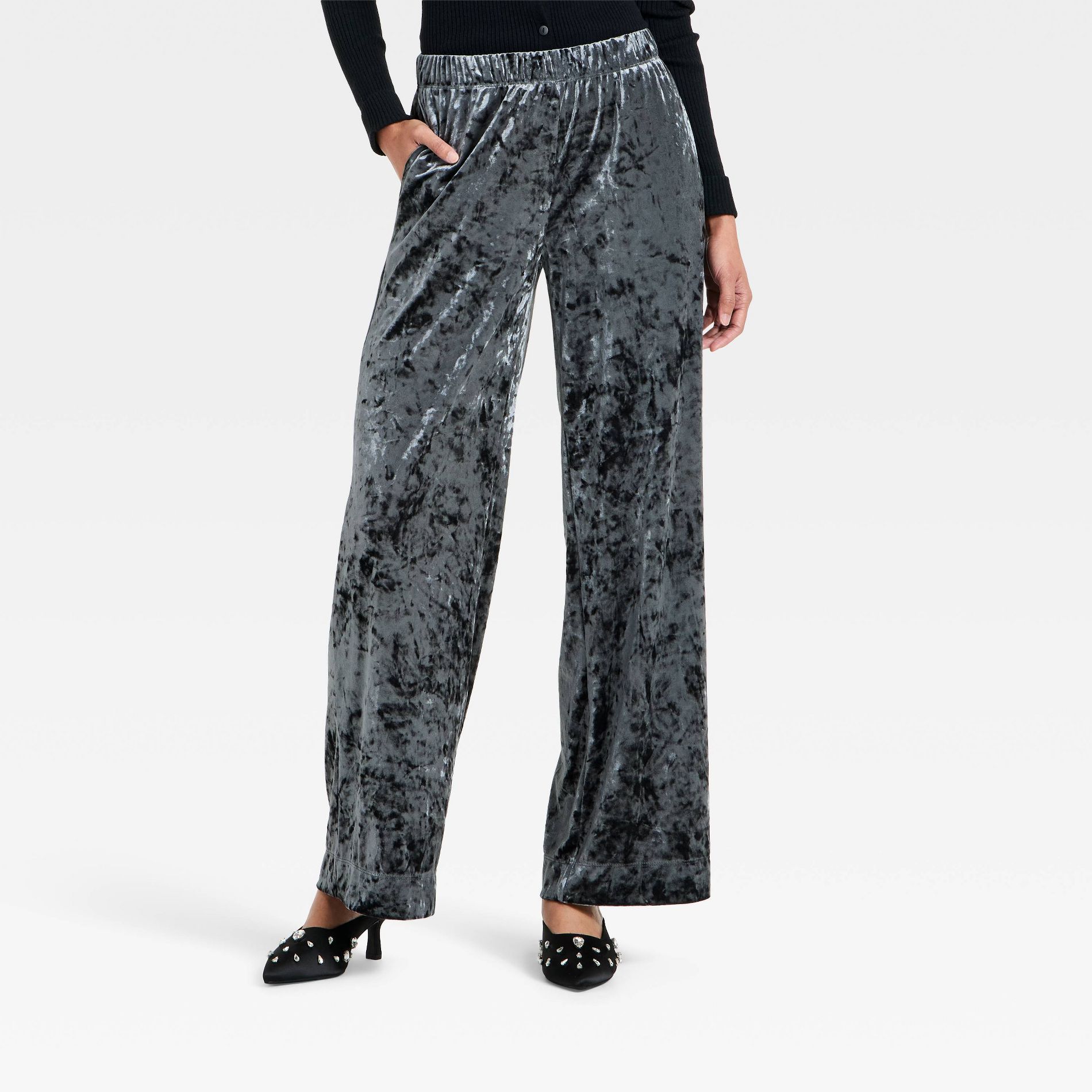 Women's Crushed Velour Pull-On Pants - A New Day™