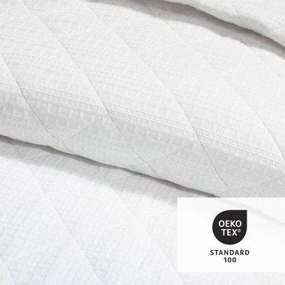 Haniya White Cotton Waffle Weave Full/Queen Quilt Set