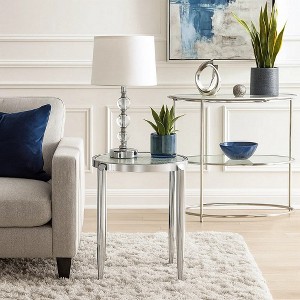 Royal Hampton End Table with Tubular Rounded Legs and Frosted Glass Top, Silver - 1 of 4