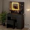 Coucheta LED Vanity Desk with Mirror - 34.5" Makeup Table with Power Outlet, 3 Drawers & Adjustable Lighting - 3 of 4