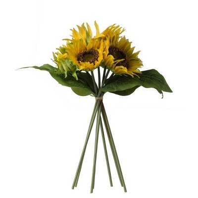 GlasFlength Artificial Plants Small Fake Plants Artificial Cream Sunflower Faux Plants for Indoor Home Decoration, Yellow, 16"*12"*6"