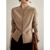 Crewneck Cardigan Sweaters for Women Button Long Sleeve Single Breasted Fashion Tunic Knit Top - 2 of 4