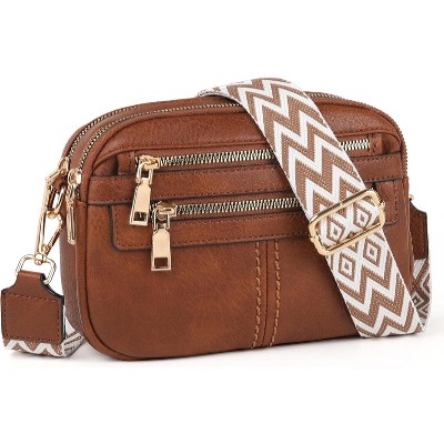 Crossbody Bags for Women, 6-Pockets Purses for Women, Vegan Leather Handbags Shoulder Bag for Travel Shopping