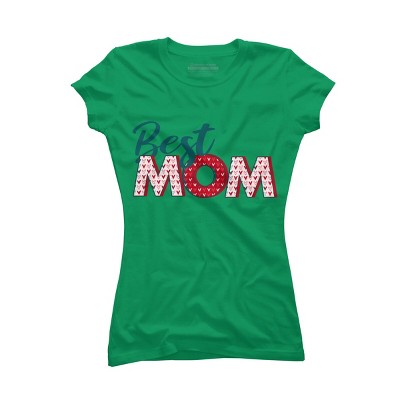 Junior's Design By Humans Best Mom Heart Pattern By Semir T-Shirt