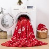 Lomsoe Red Christmas Throw Blanket, Christmas Tree Snowflake Deer Printed Flannel Blanket, Soft, Plush, Warm Winter Cabin Bed Throw - 4 of 4