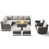 POCASSY 8 Piece Outdoor Sectional Patio Furniture Set, All Weather Brown Wicker Outdoor Furniture Set with Swivel Chair and 41" Propane Fire Pit - 3 of 4