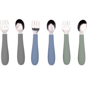 WeeSprout Toddler Utensils, 3 Forks & 3 Spoons, 18/8 Stainless Steel & Food Grade Silicone - 1 of 4