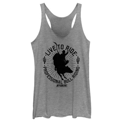 Women's Professional Bull Riders Live To Ride Silhouette Racerback Tank ...