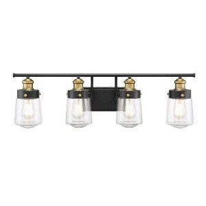 Savoy House Macauley 4 - Light Vanity in  Vintage Black/Warm Brass - 1 of 4