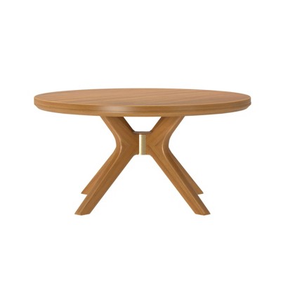 Verso 36'' Pecan Round Wood Coffee Table with Cross Legs